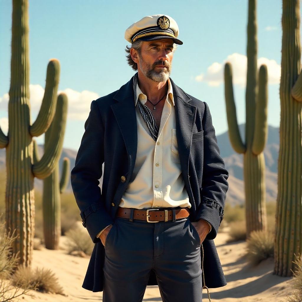 Sailor Among Desert Cacti