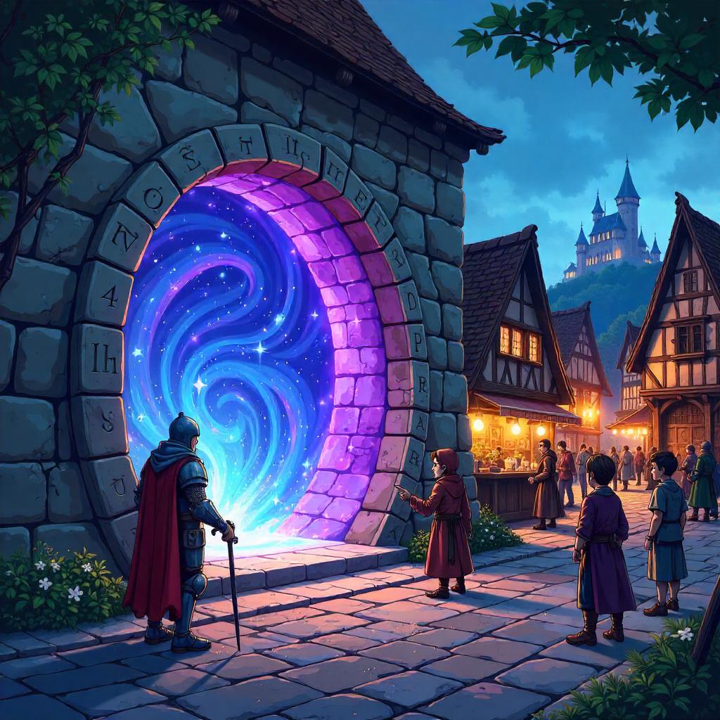 Cartoon Portal in a Medieval Town