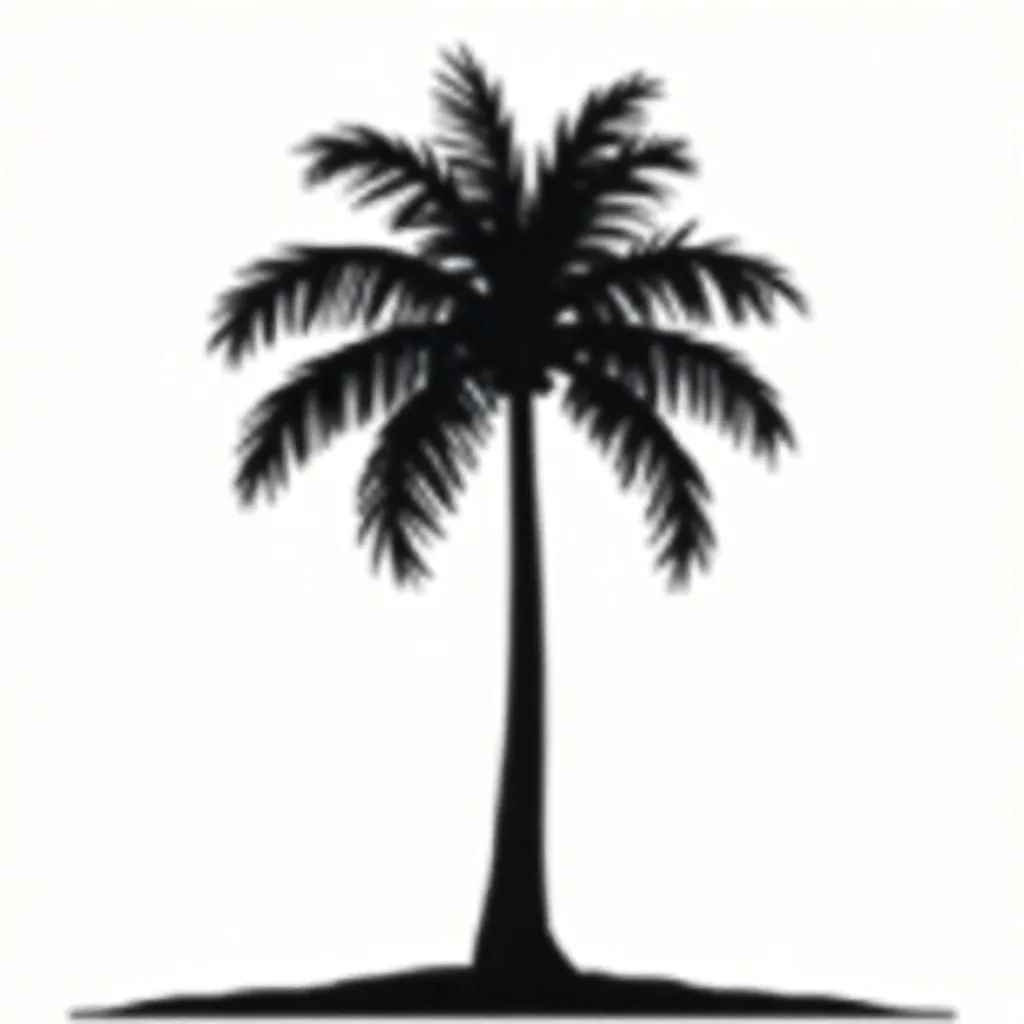 Minimalist Palm Silhouette in Black and White