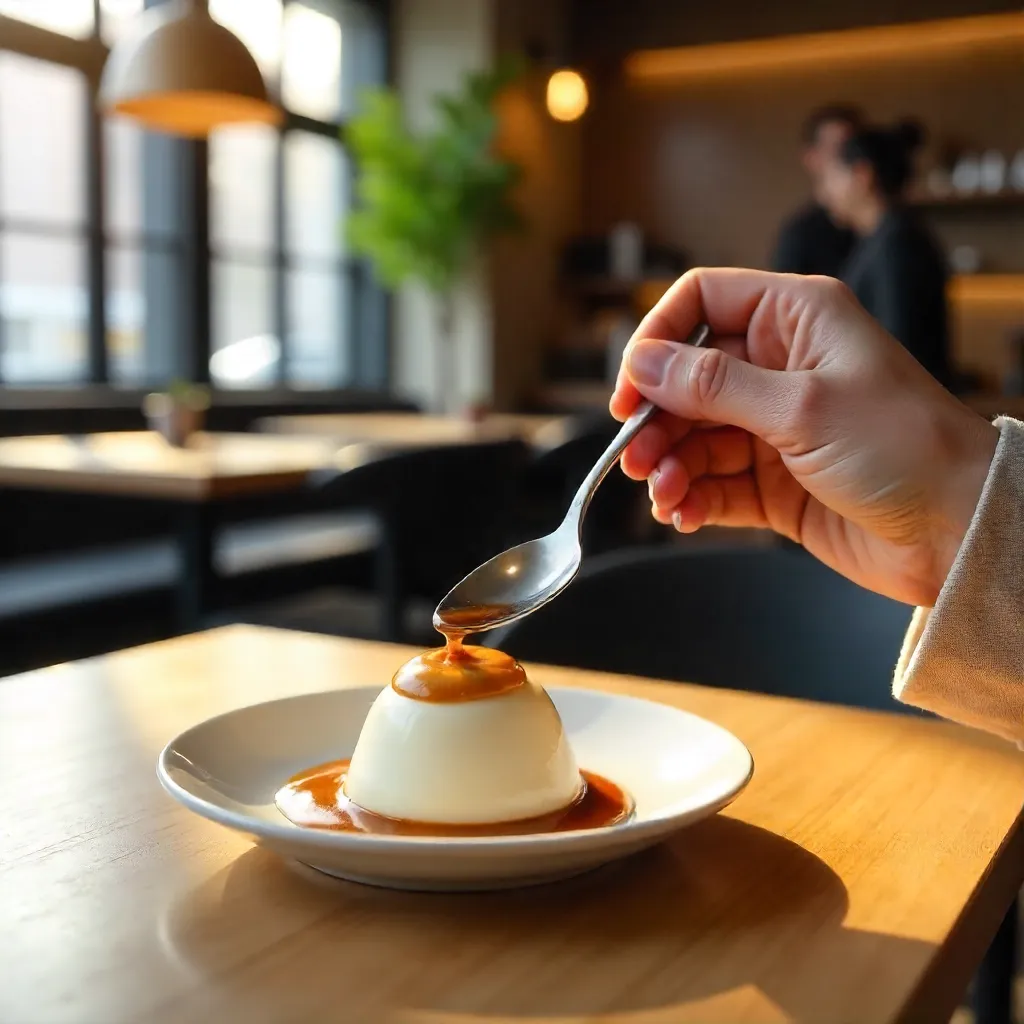 Creamy Dessert in a Modern Café Ambience