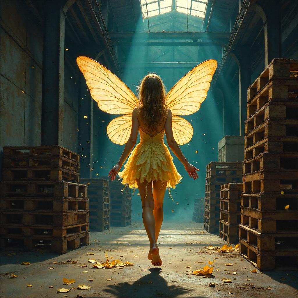 Pixie in an Old Warehouse (Oil Painting)