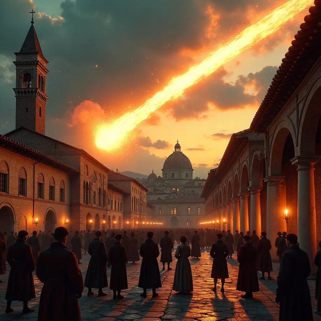Meteor over Renaissance Florence: a 3D render