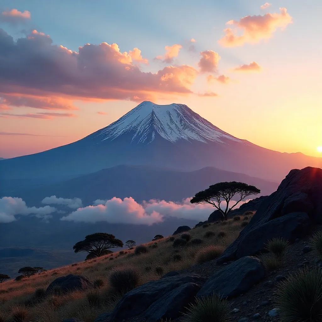 Kilimanjaro Sunrise: Majestic Peak in Serene Dawn