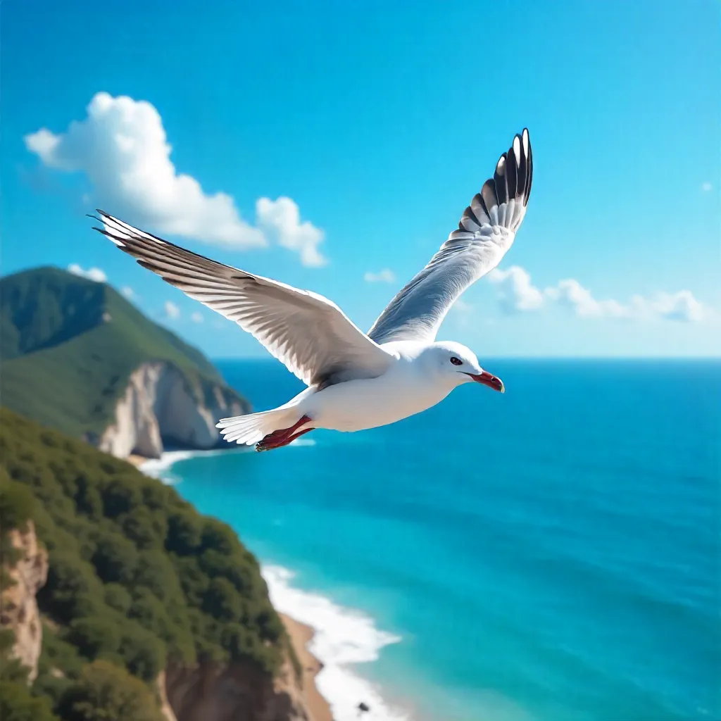 Elegant Seagull over Arraial do Cabo Sky