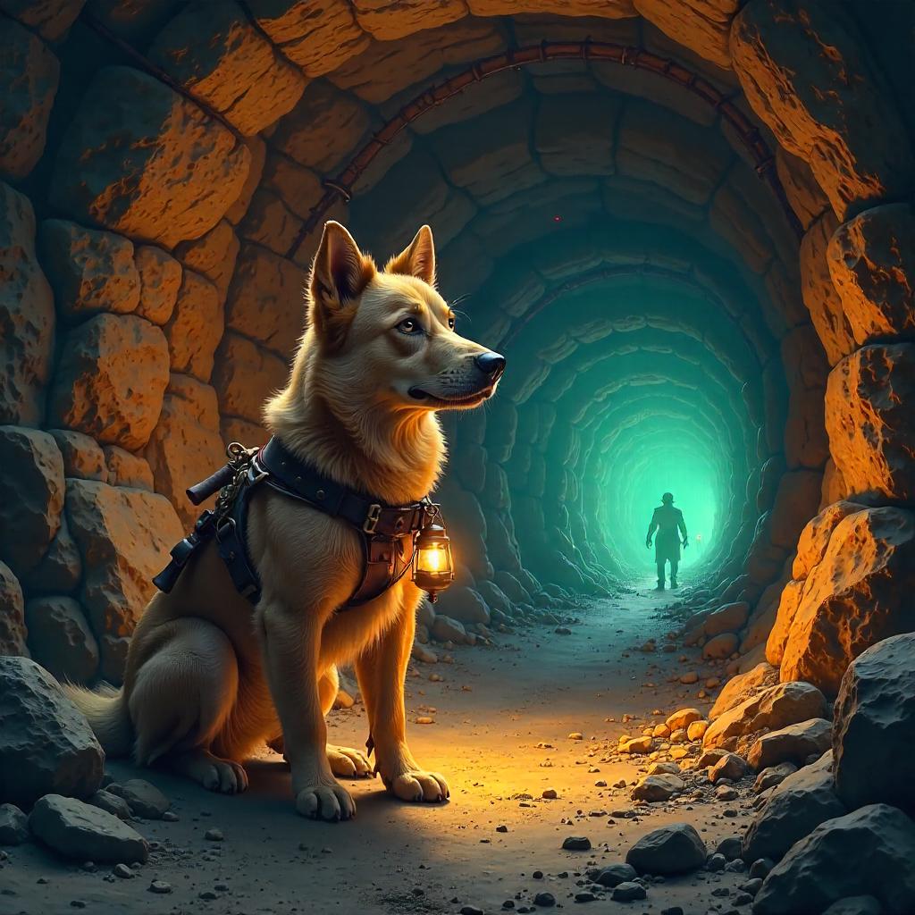 Loyal Dog in a Dwarven Mine – Digital Fantasy Art