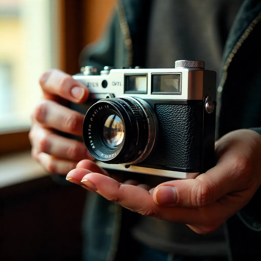 Analog Moments: Photographer with a Vintage Film Camera