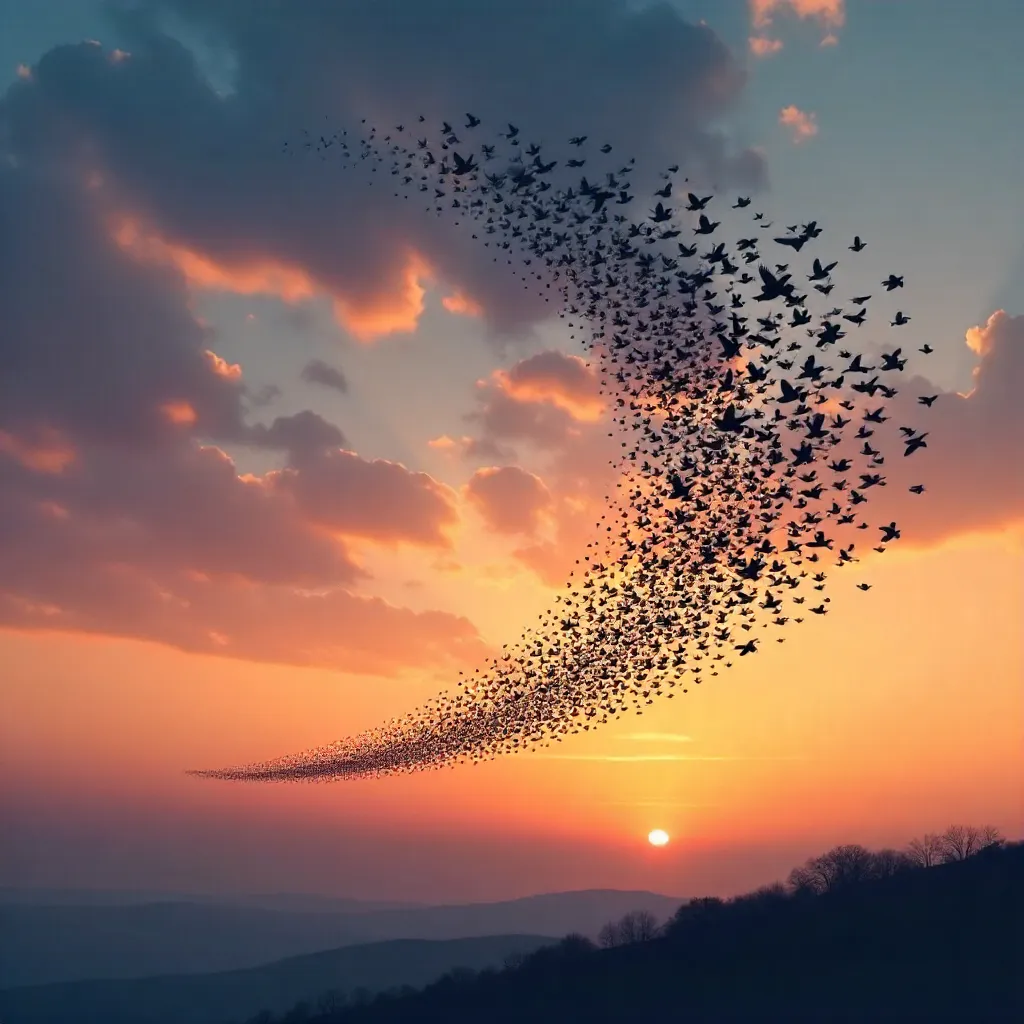 Silhouetted Murmuration: A Soaring Symphony