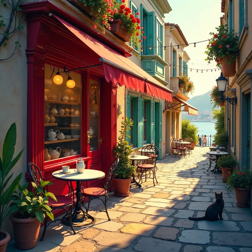 Vibrant Red Street Cafe in Kuzguncuk