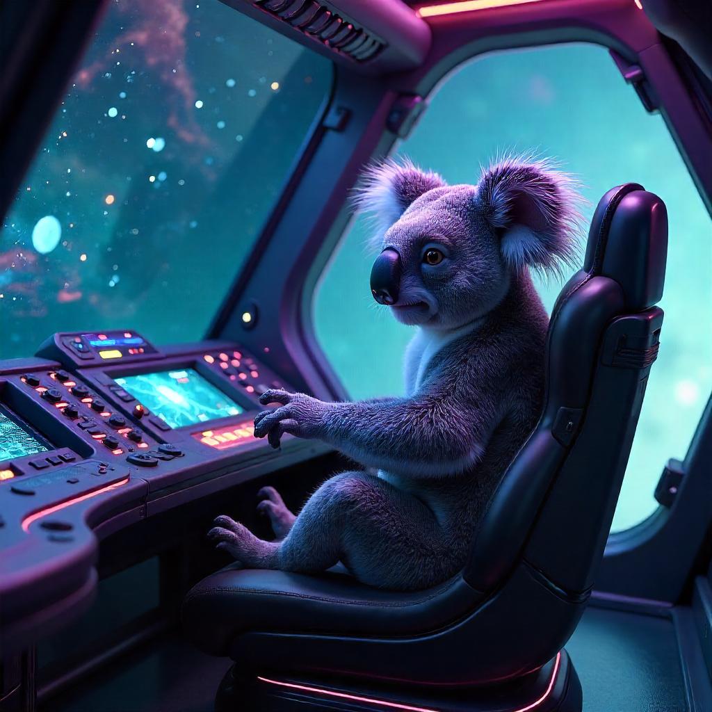 Koala Pilot in an Alien Ship - 3D Render