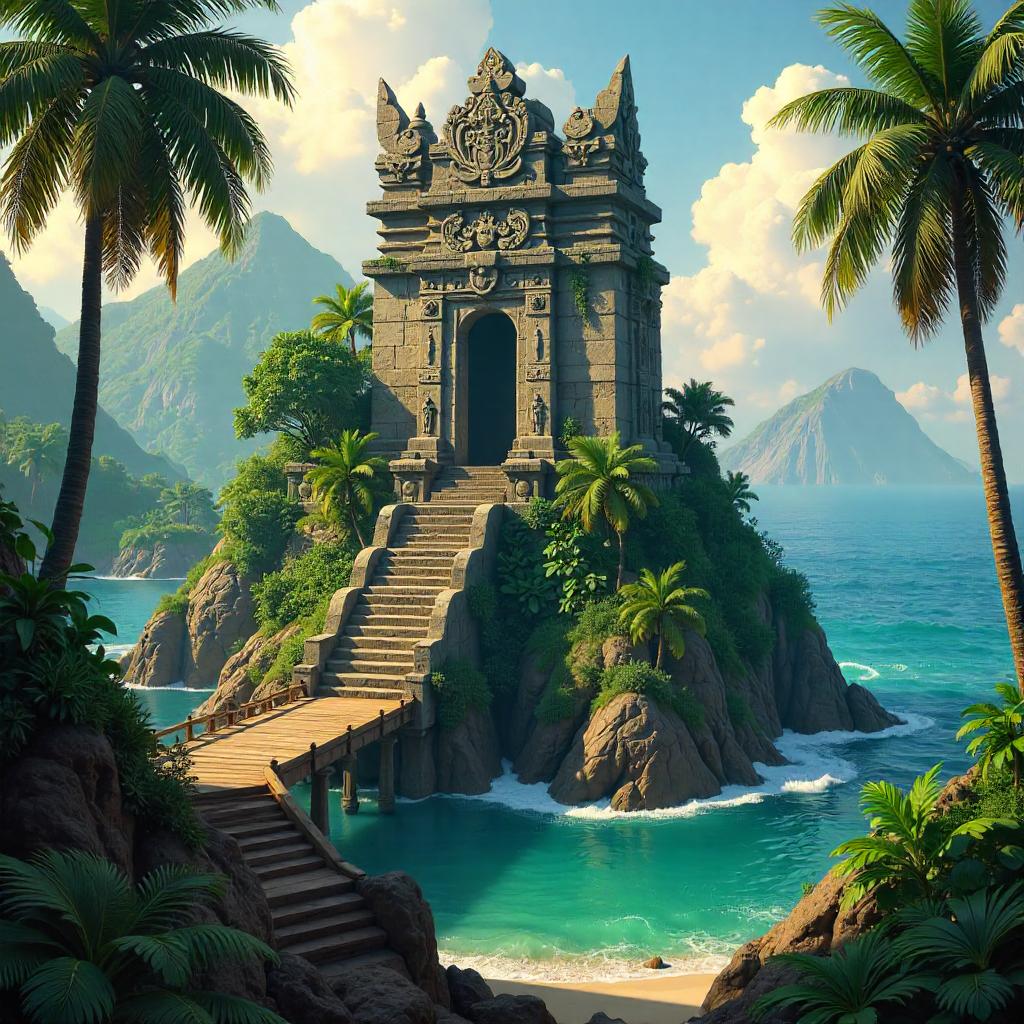 Temple of the Emerald Reef: Tropical Island Concept Art