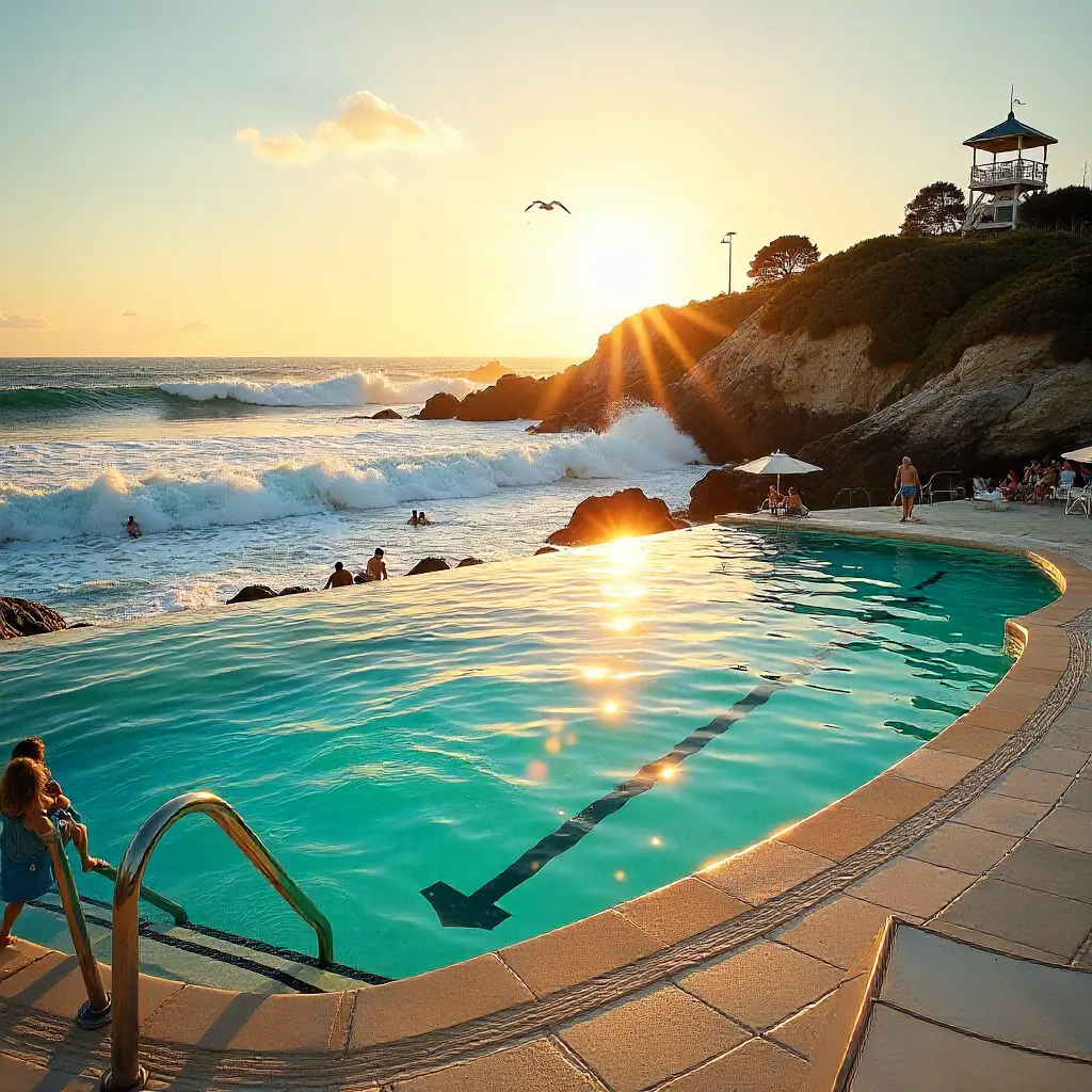 Bondi Icebergs: Waves Crash at Bondi Beach