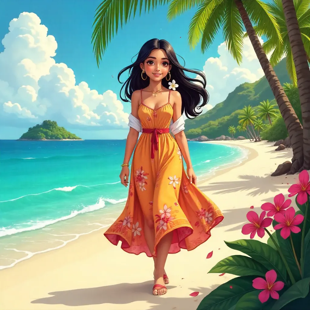 Anime Beauty in a Tropical Paradise