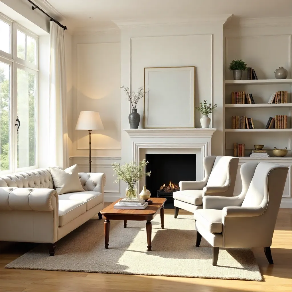 Bright Vintage Living Room for Video Calls