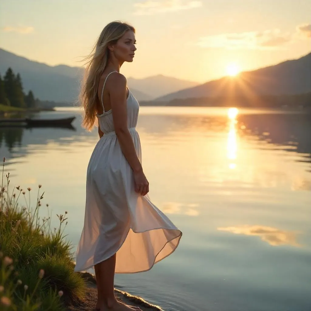 Golden Hour Lake Portrait of a Woman
