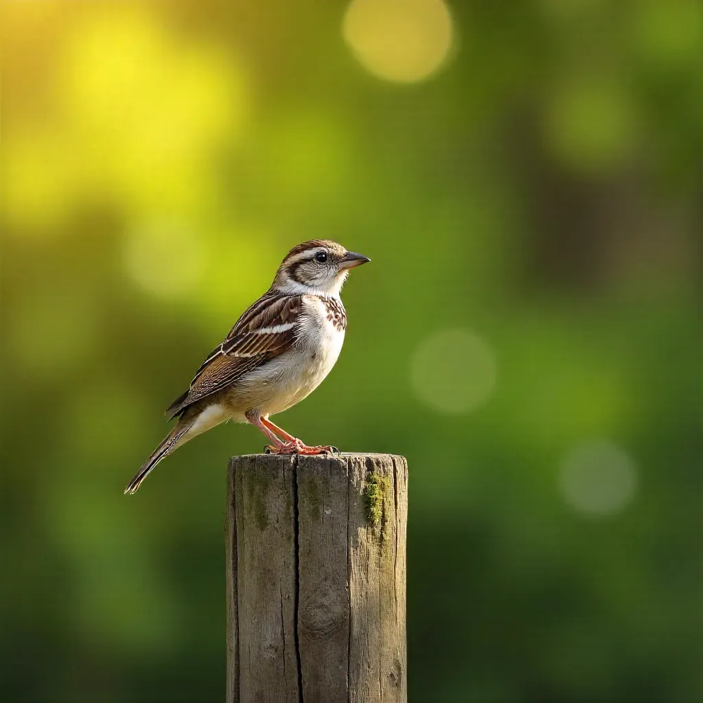 Solitary Sparrow on a Weathered Post