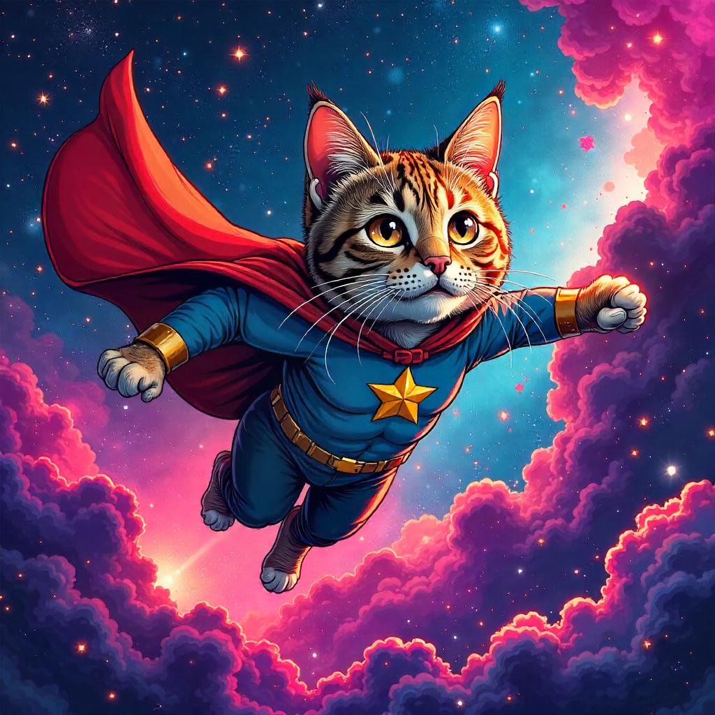 Cosmic Cat: Nebula Noir in Comic Style