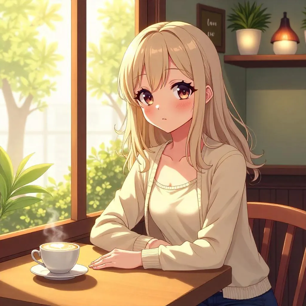 Anime Café Portrait of a Young White Woman