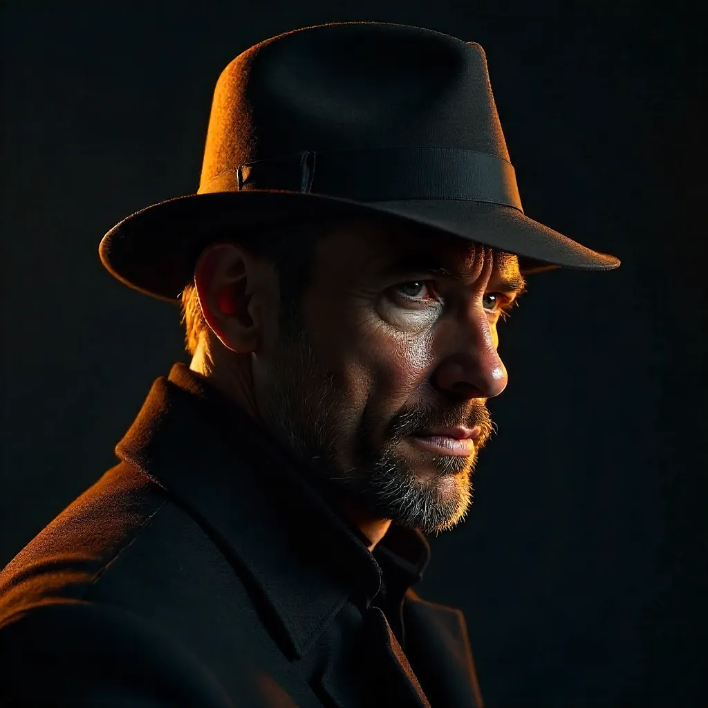 Chiaroscuro Portrait of a Hat-Wearing Man