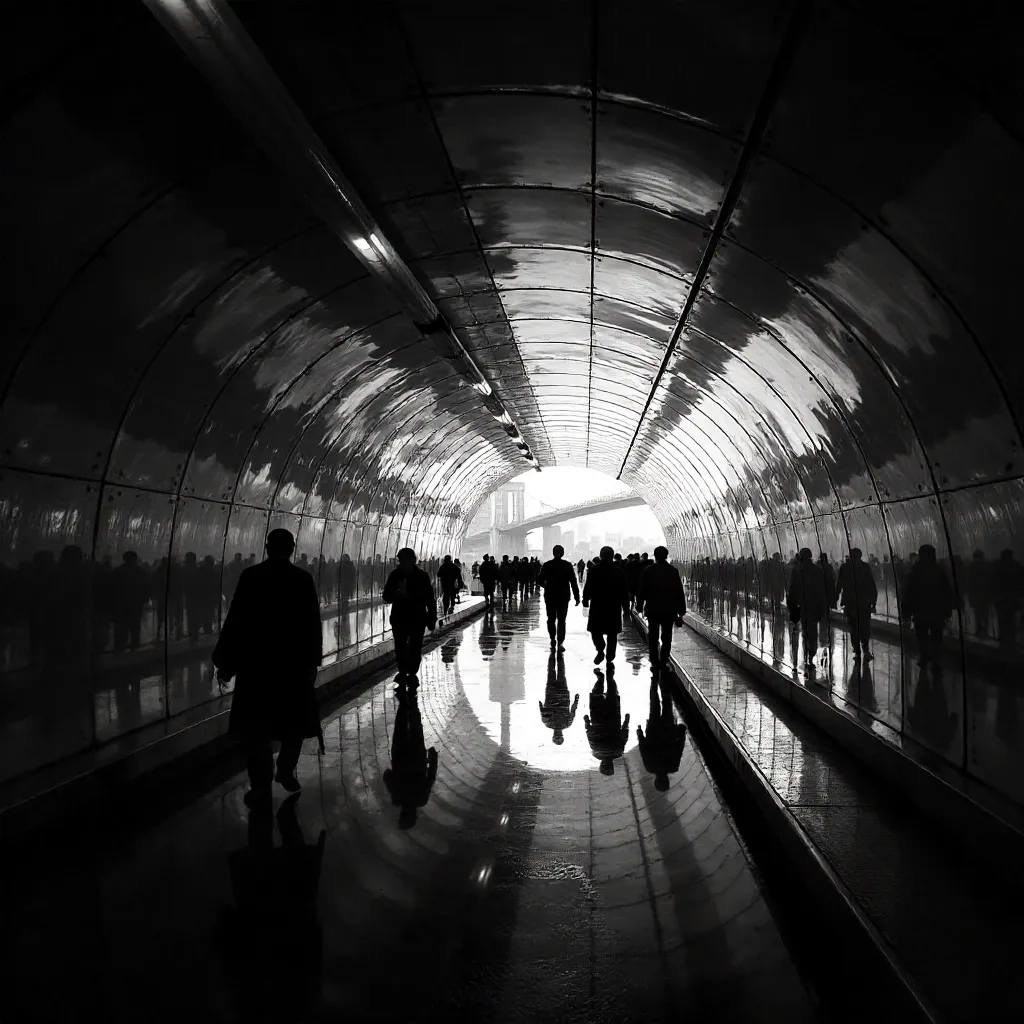 Reflections of the City in a Mirrored Tunnel