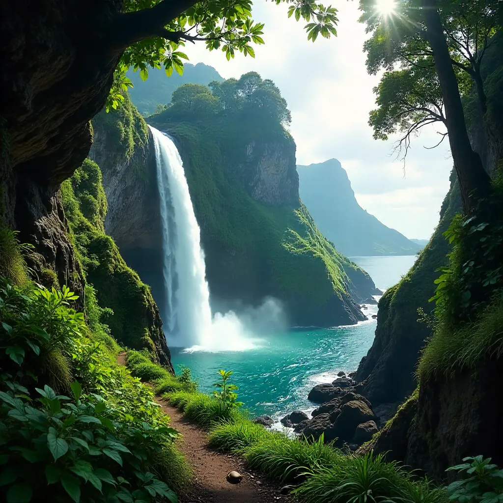 Emerald Madeira Waterfall in Lush Laurisilva
