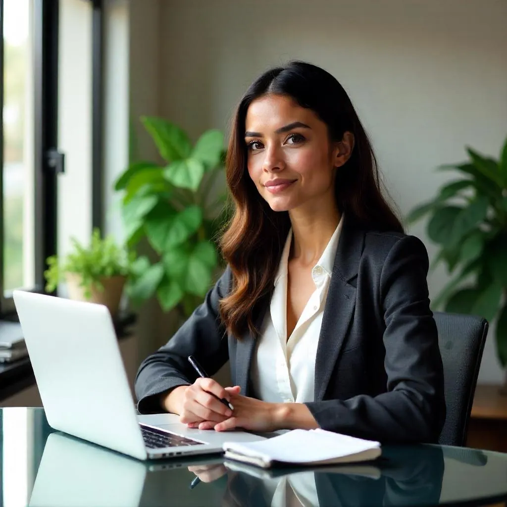 Photorealistic Latina in a Modern Office