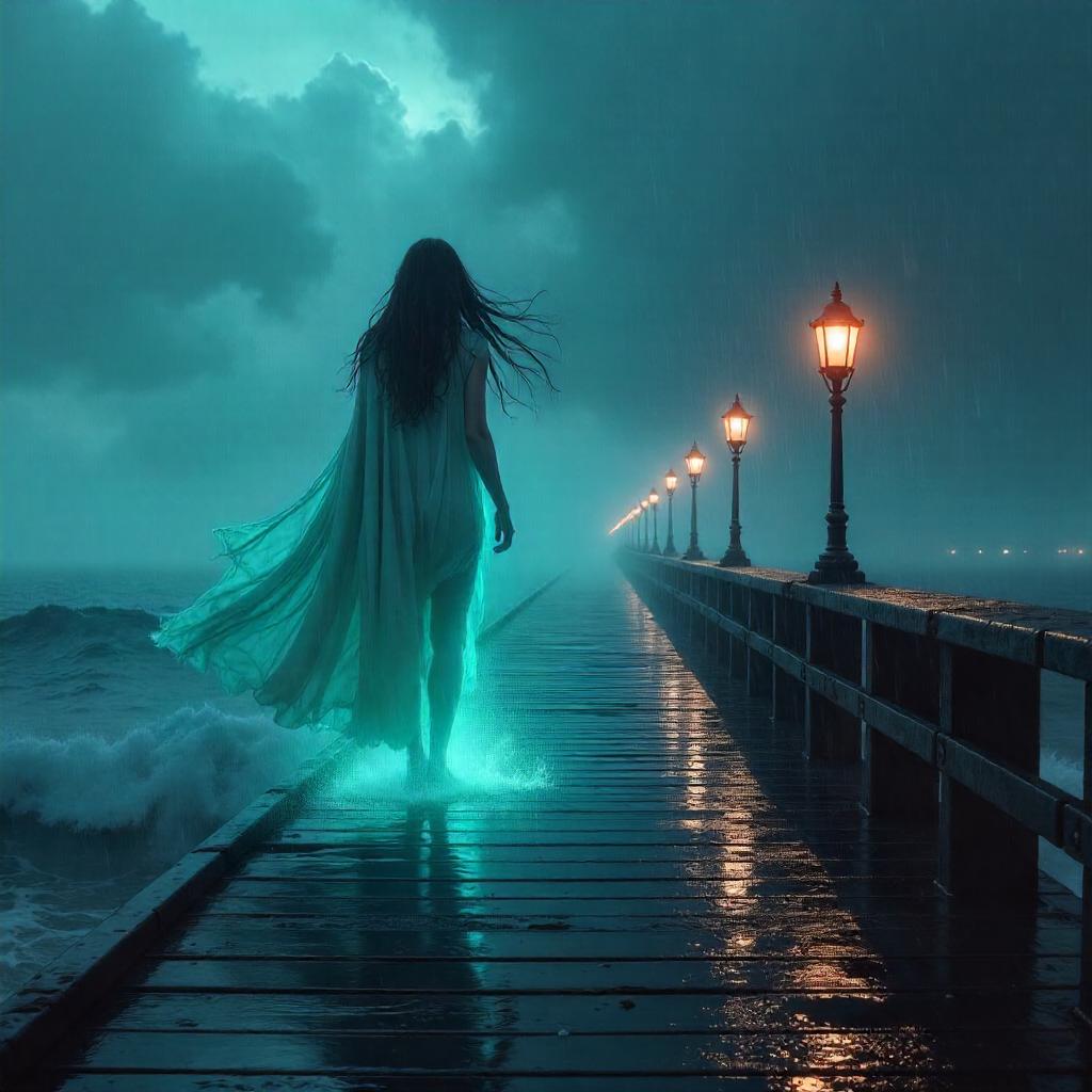 Banshee on the Pier: Neon Night Haunting