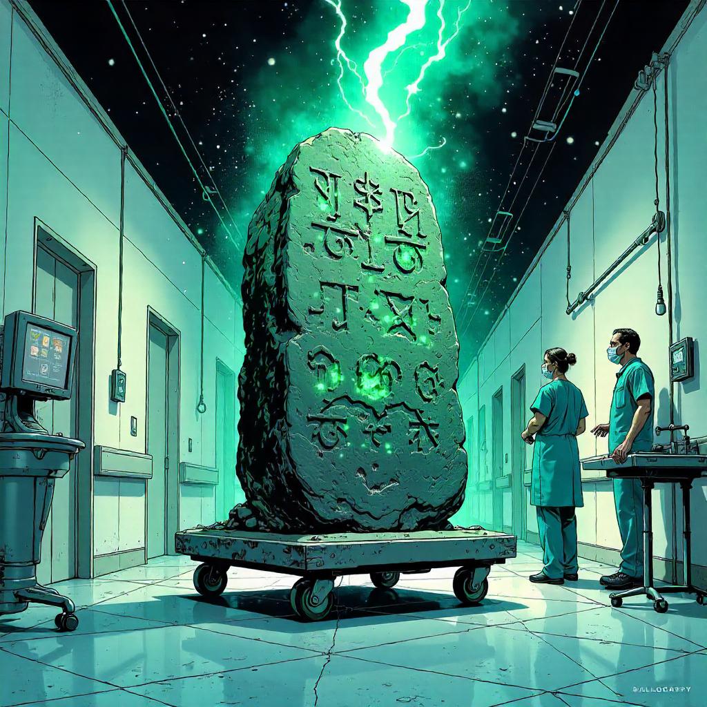 Runic Stone in a Comic Hospital Scene