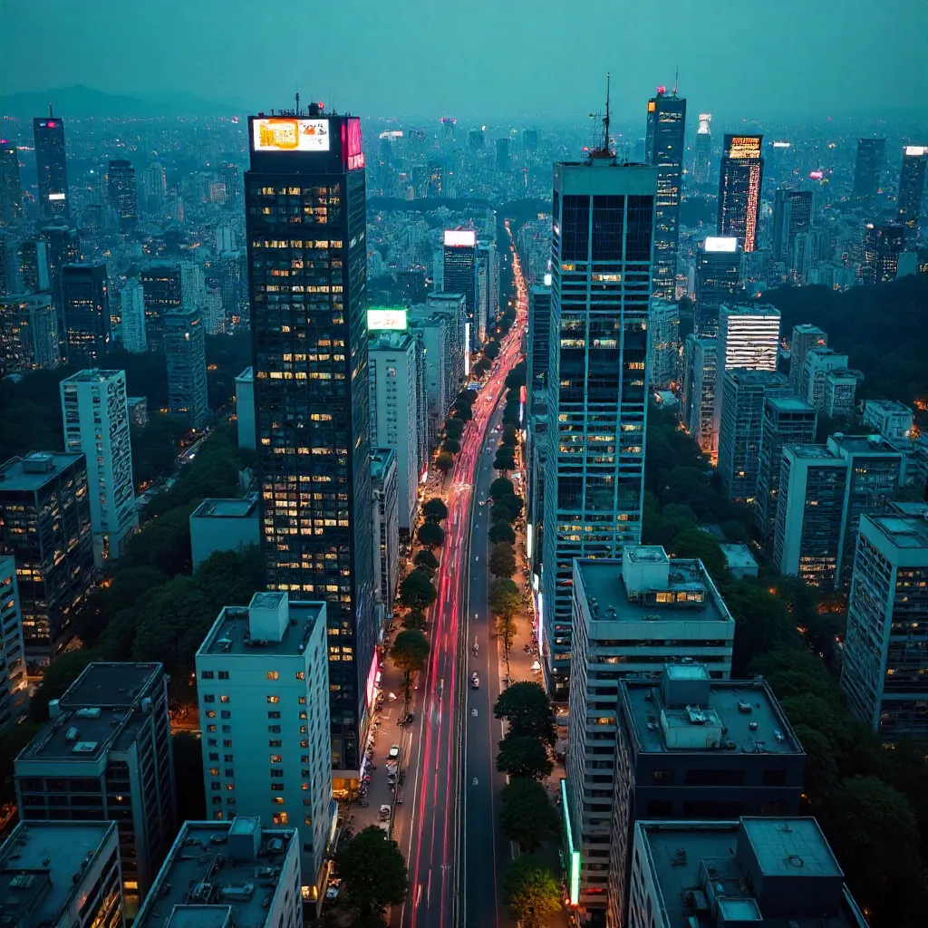 Aerial Nightscape Over Tokyo's Dense High-Rise Skyline