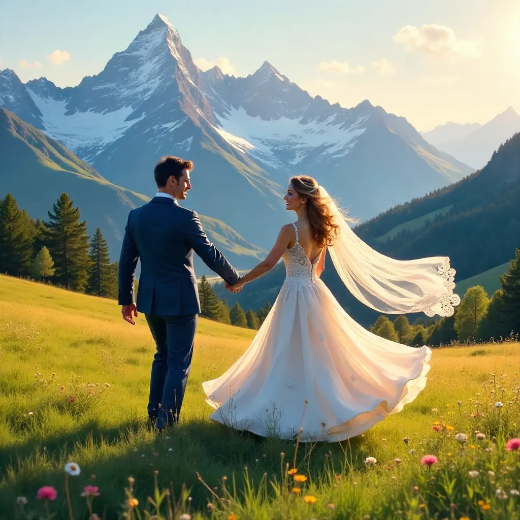Dancing Lovers in a Mountain Meadow