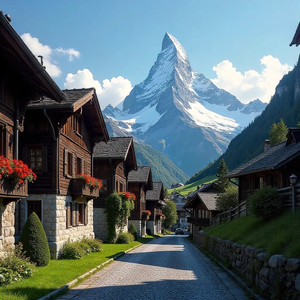 Matterhorn View from Zermatt's Rustic Village