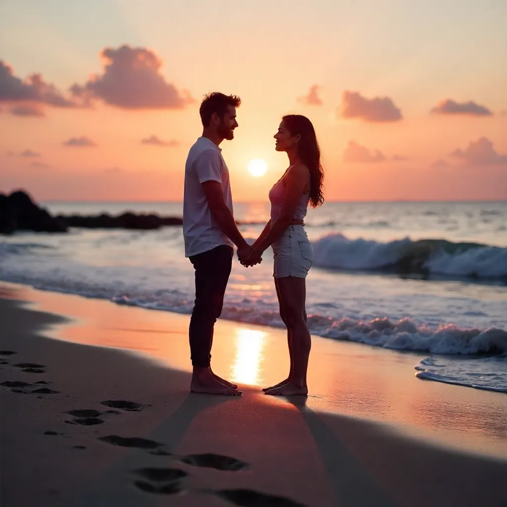 Twilight Bond on a Serene Beach
