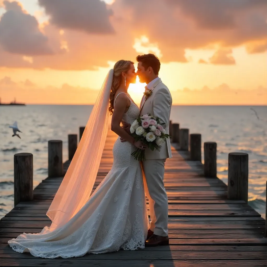Sunset Embrace on the Pier