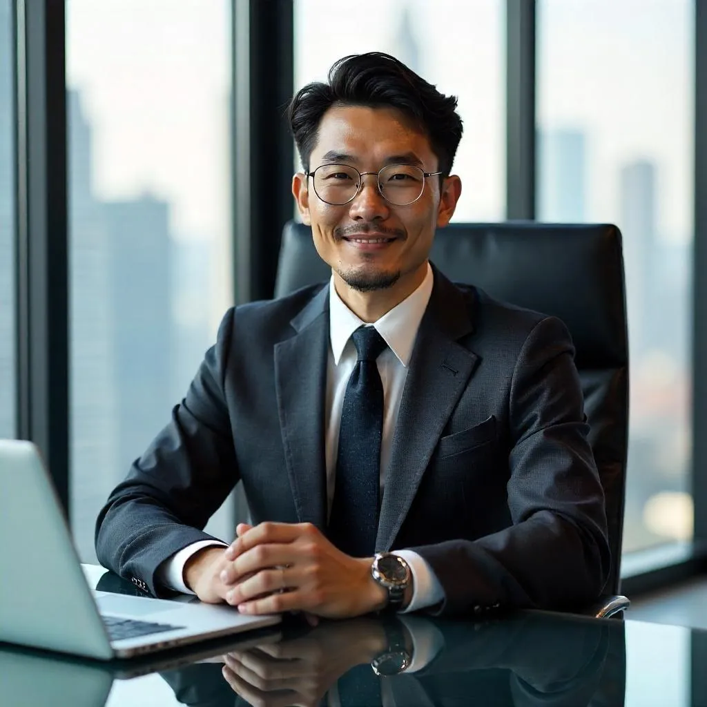 Photorealistic Stylish Asian Man in a Boardroom