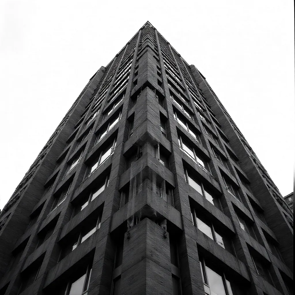 Monochrome Grid: Skyscraper Facade