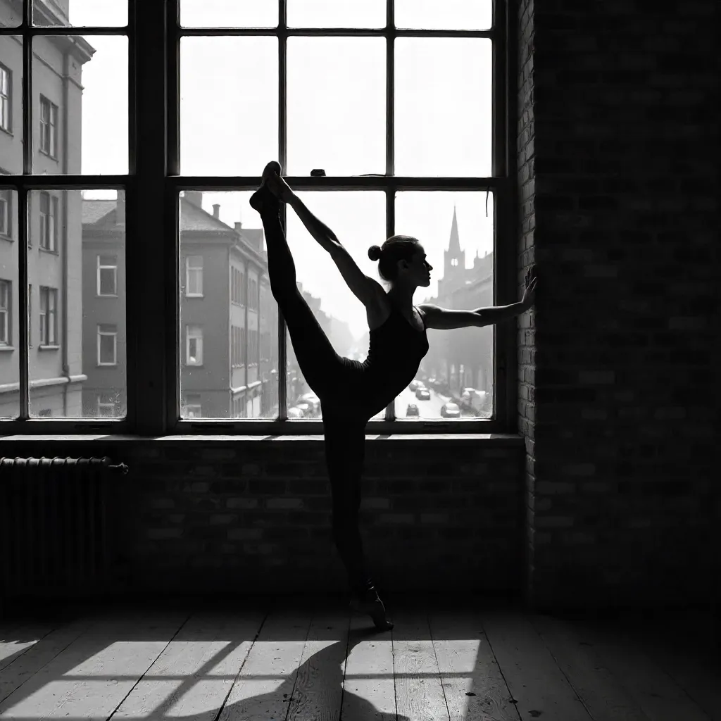 Monochrome Berlin Ballet Dancer by Window