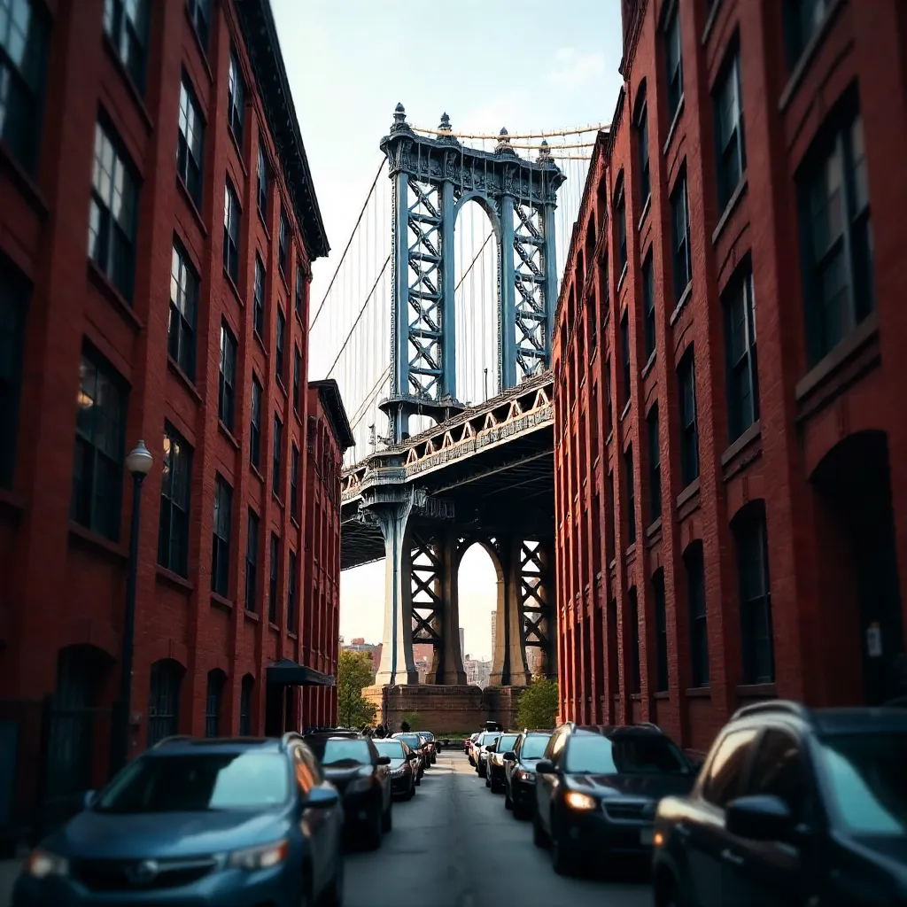 Smartphone-view of Manhattan Bridge in Dumbo