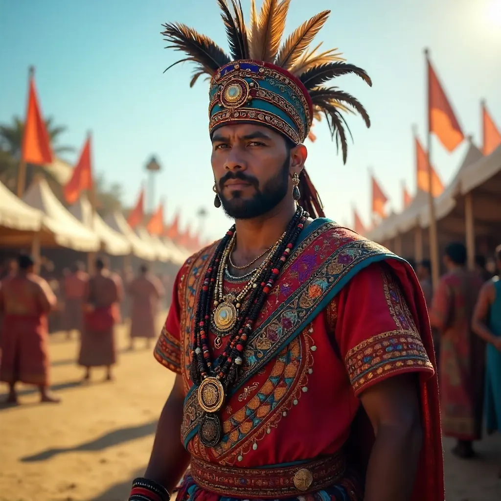 Vibrant Headdress at Outdoor Cultural Festival