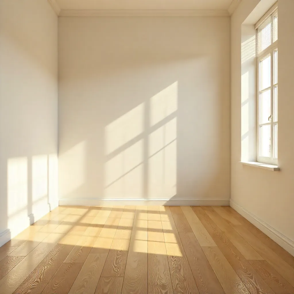 Dramatic Sunlight on a Minimalist Wooden Floor