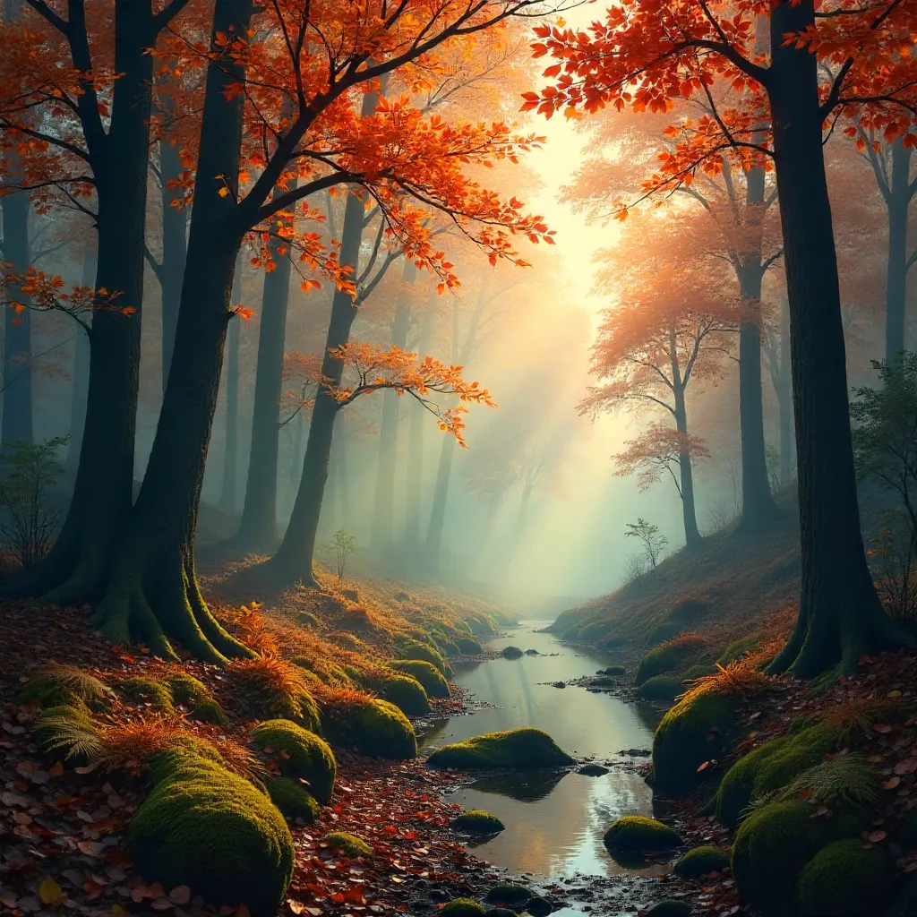 Mist-Kissed Autumn Forest of Quiet Splendor