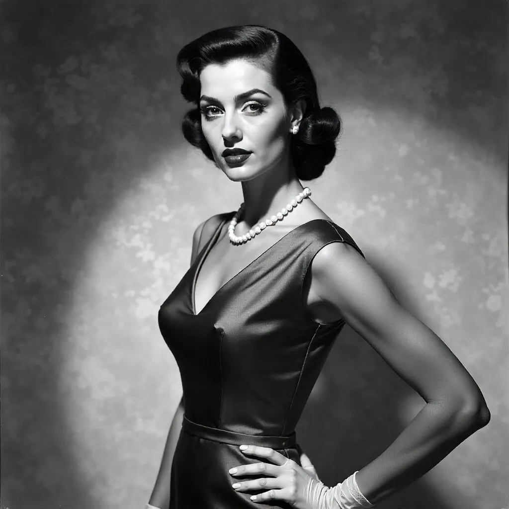 Glamorous 1950s Black-and-White Portrait