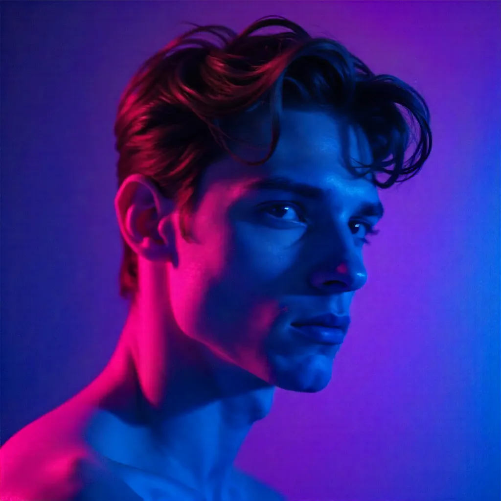 Blurry Indigo Portrait: Abstract Purple-Blue Glow