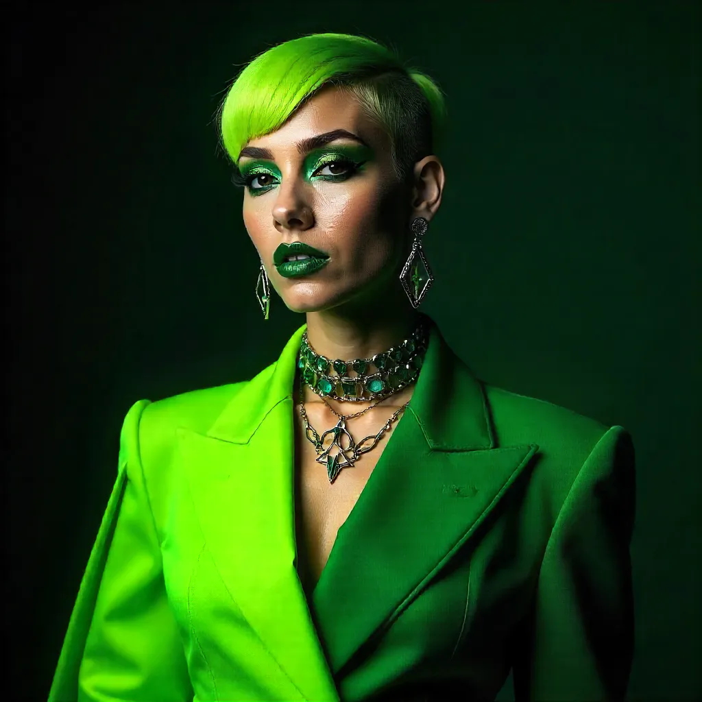 Emerald Androgyny: A Striking Editorial Portrait