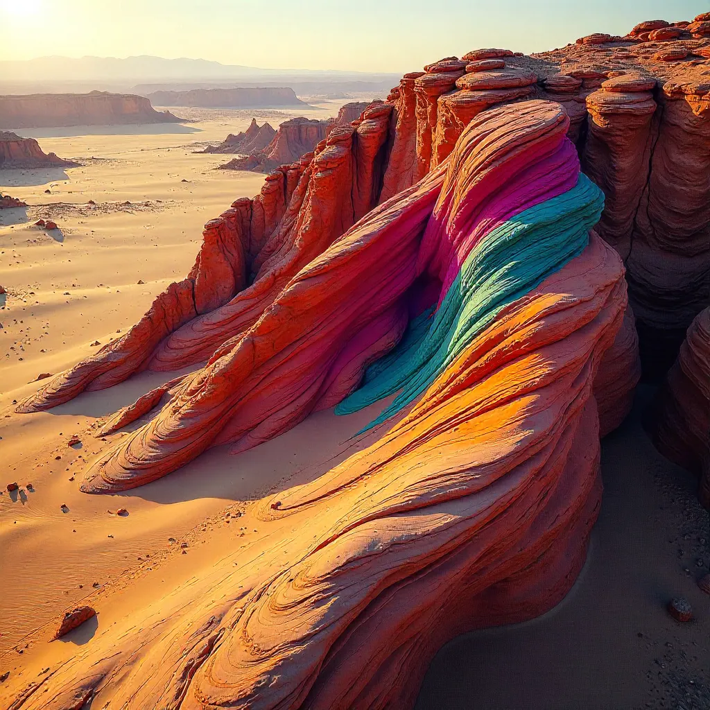 Aerial Study of Vibrant Desert Rock Abstraction