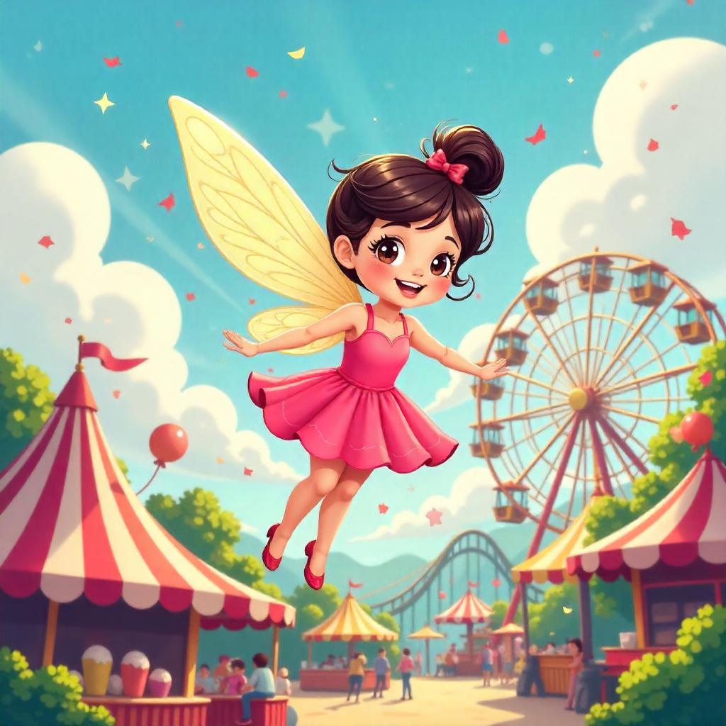 Pixie in a Whimsical Amusement Park
