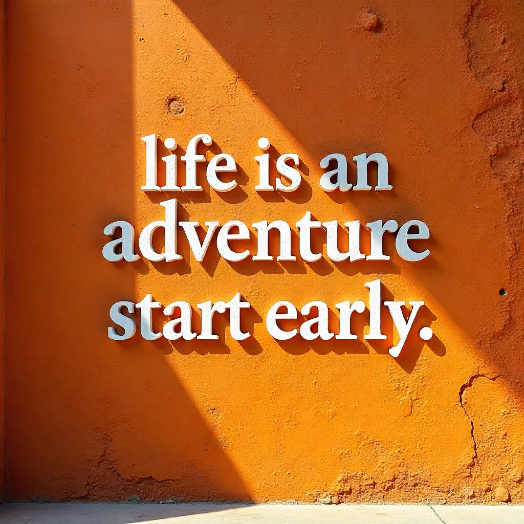 Life is an Adventure, Start Early on Orange Wall