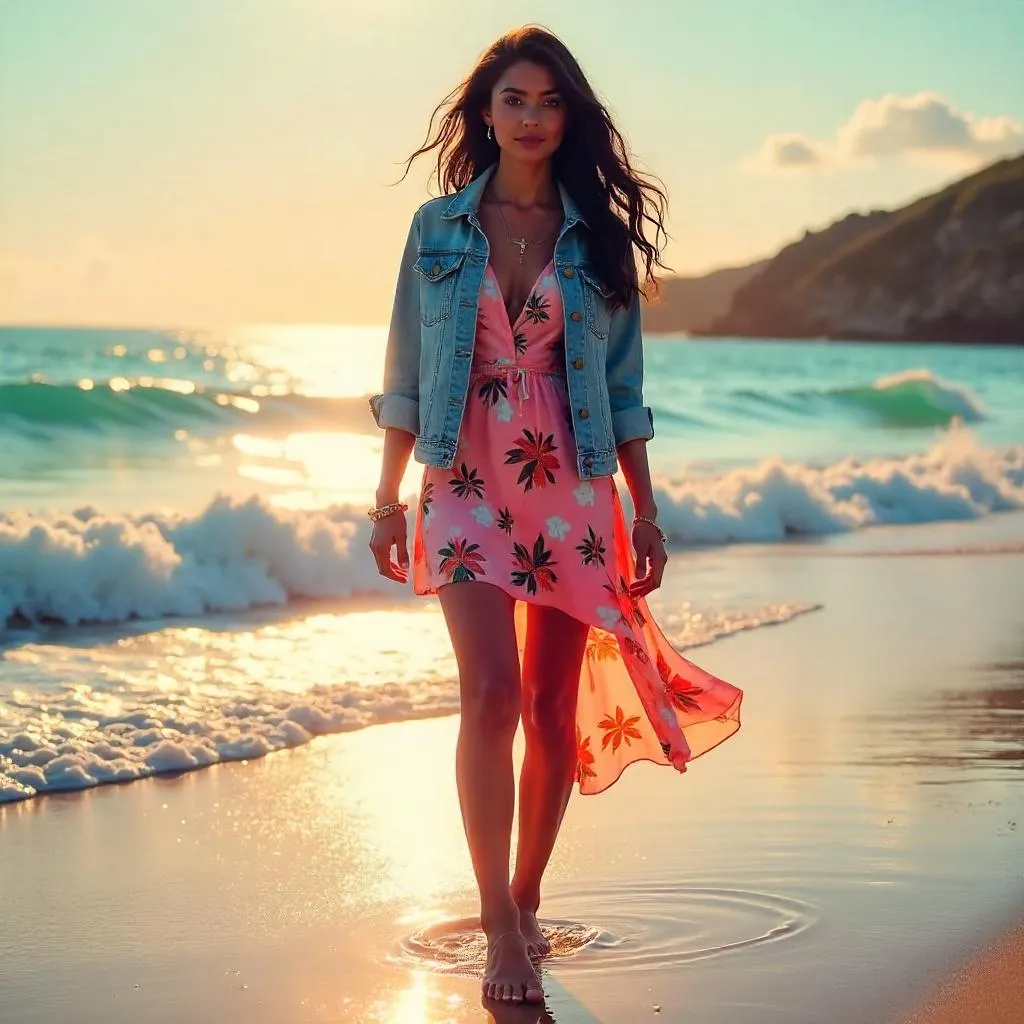 Latina Chic by the Ocean - Digital Portrait
