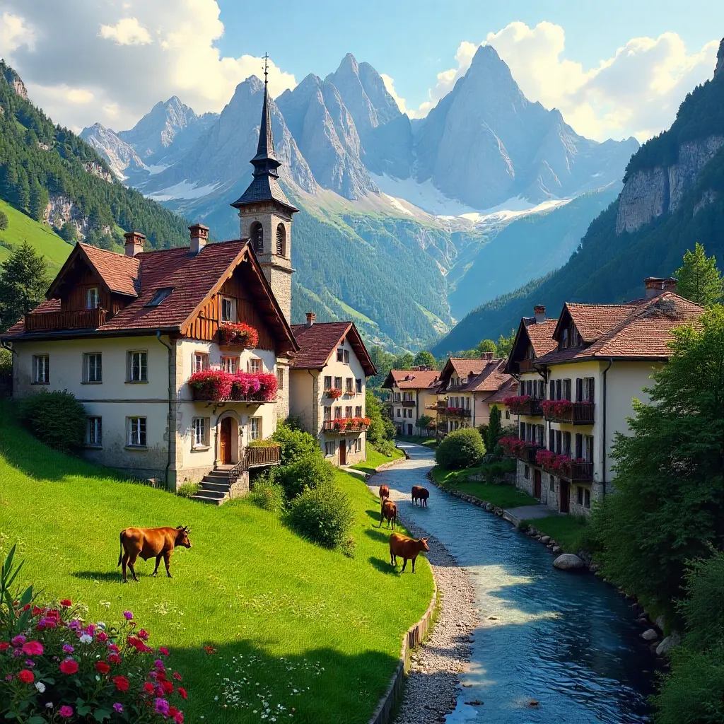 Bolzano Village Amidst the Alpine Majesty