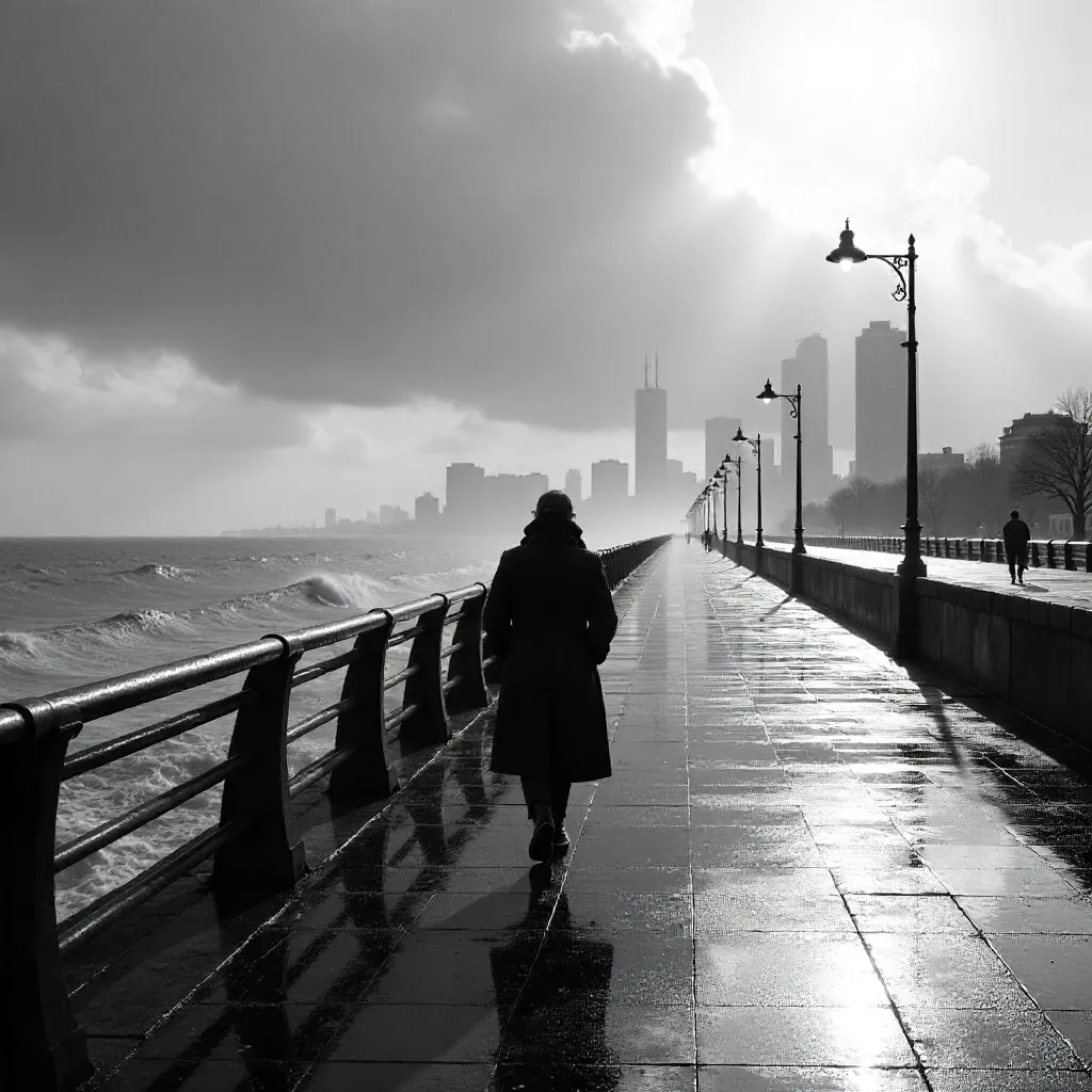 Stark Noir Seaside Promenade