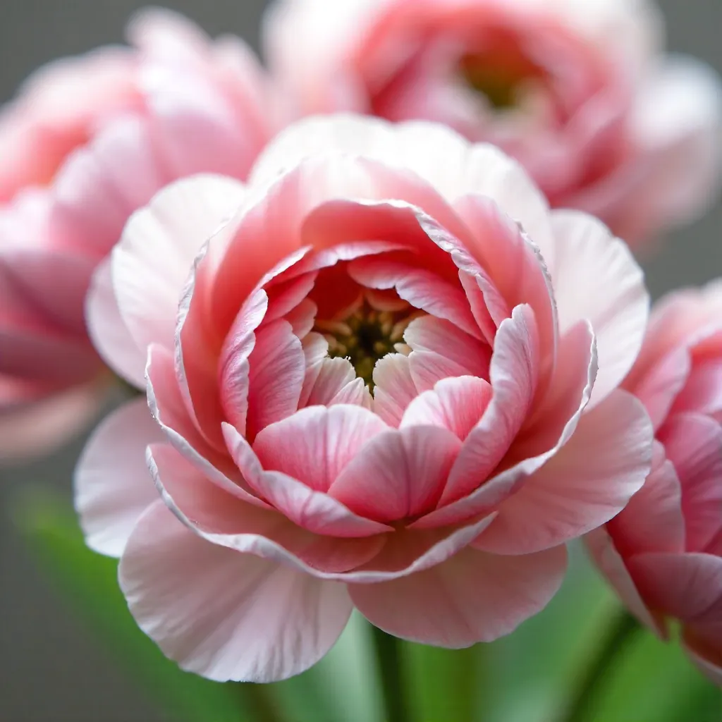 Close-Up of Delicate Pink Ranunculus Petals