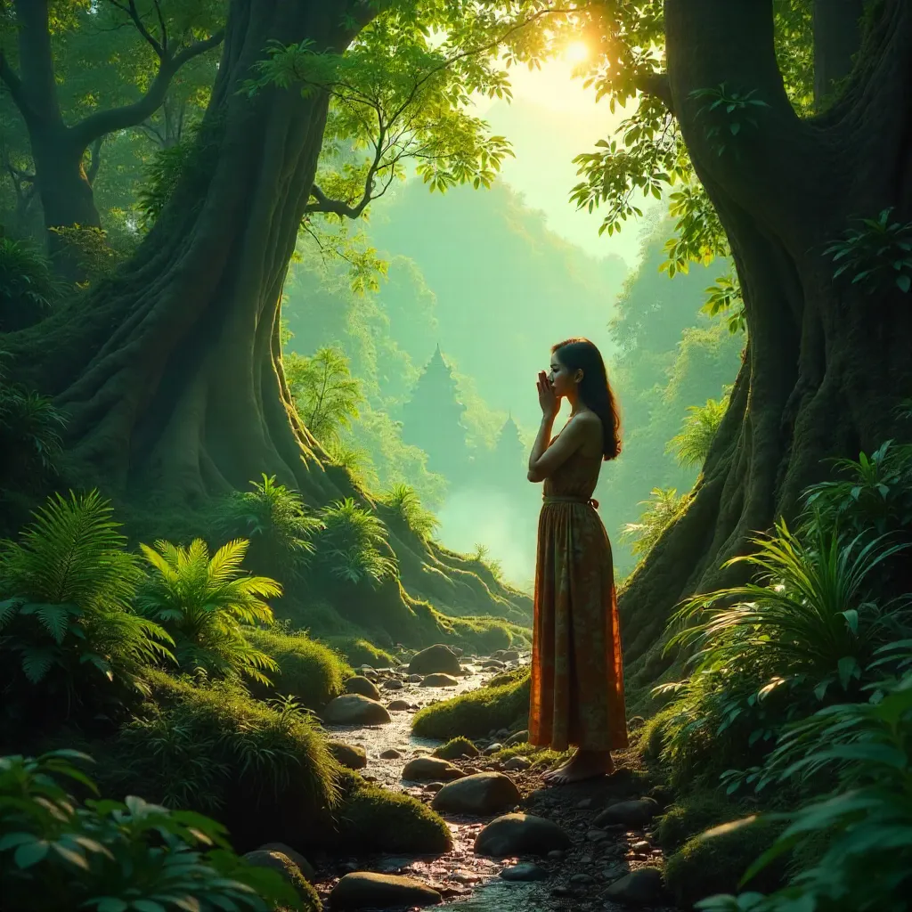 Solitude in a Vibrant Indonesian Green Clearing